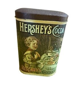 Cocoa Vintage-Style Metal Storage Tin - Brown Cream